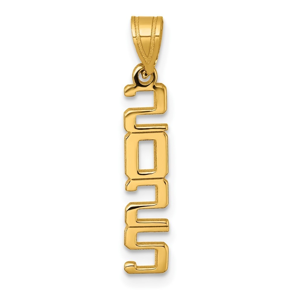 14k Yellow Gold Polished Vertical 2025 Graduation Necklace Charm Pendant